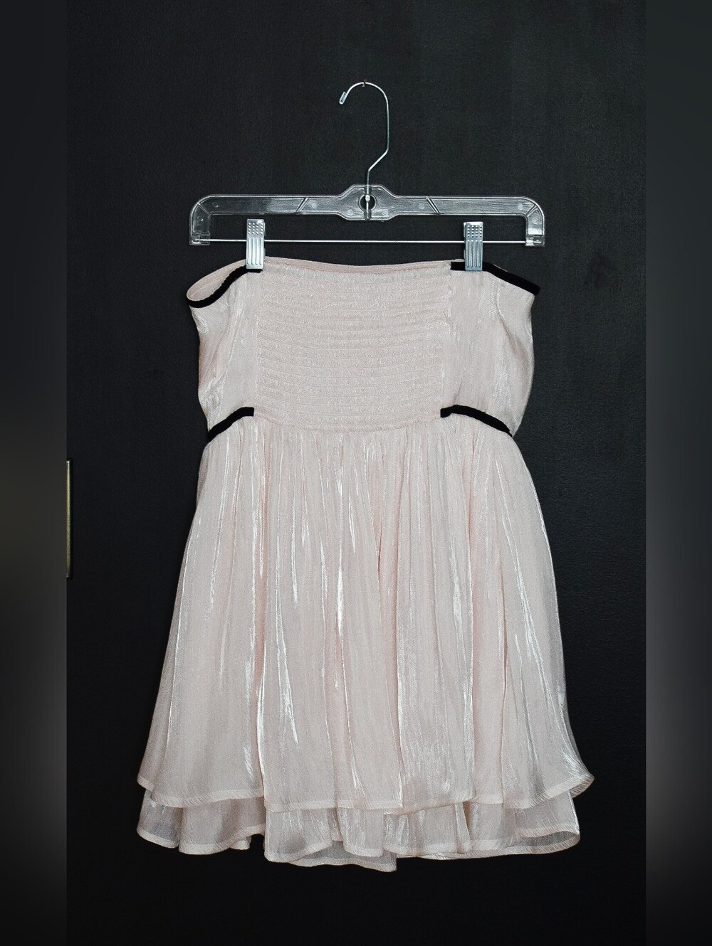 Free People Daisy Strapless Mini Dress Pink Velvet Trim Size S Romantic Feminine - Picture 6 of 10